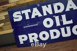Original Vintage Porcelain Standard Oil Company Sign 8ft 1930's Gas Station NICE
