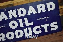 Original Vintage Porcelain Standard Oil Company Sign 8ft 1930's Gas Station NICE