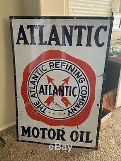Original Vintage SSP 52x35 Atlantic Motor Oil Display Sign No Reserve