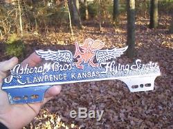 Original vintage 40s KANSAS JAYHAWK Flying service license plate topper gm parts