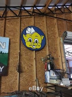 Original vintage porcelain sign piggly wiggly rare grocery gas oil collectible