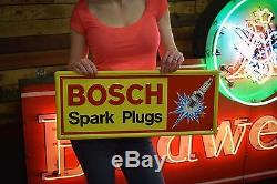Original vintage tin sign Embossed Metal Sign Bosch Gas Oil Auto Spark Plugs
