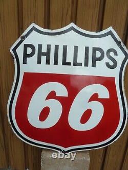 PHILLIPS 66 porcelain sign advertising vintage gasoline 22 oil gas USA garage