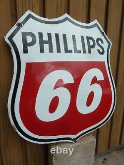 PHILLIPS 66 porcelain sign advertising vintage gasoline 22 oil gas USA garage