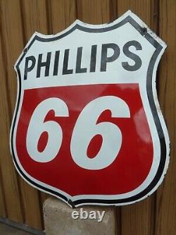 PHILLIPS 66 porcelain sign advertising vintage gasoline 22 oil gas USA garage