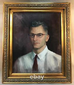 PV05410 Vintage FRAMED F. Cooper Oil Painting on Canvas- PORTRAIT HANDSOME MAN