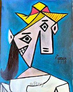 Pablo Picasso Antique Original vintage art 1939 oil painting hand signed