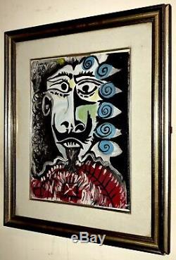 Pablo Picasso Antique Original vintage art 1969 oil painting hand signed