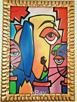 Pablo Picasso, Oil Painting On Canvas, Signed And With Hand Carved Wood Frame