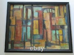 Painting Vintage Abstract Expressionism Regionalism Modernism 1950 Urban City