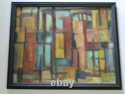 Painting Vintage Abstract Expressionism Regionalism Modernism 1950 Urban City