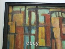 Painting Vintage Abstract Expressionism Regionalism Modernism 1950 Urban City