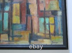 Painting Vintage Abstract Expressionism Regionalism Modernism 1950 Urban City