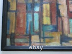 Painting Vintage Abstract Expressionism Regionalism Modernism 1950 Urban City