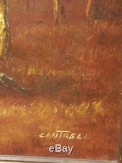 Phillip Cantrell Vintage SIGNED Landscape Trees OIL painting on LARGE canvas