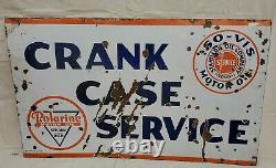 Polarine Crank Case Service Porcelain Sign Gas Oil Vintage Collectable Man Cave