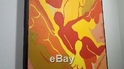 Psychedelic Nudes Vintage Oil Painting Retro Swirling Naked Women Framed Canvas