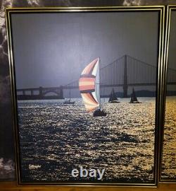 RARE LETTERMAN paintings of Sailboats by the Golden Gate Bridge, San Francisco