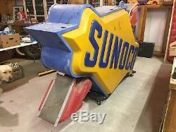 RARE ORIGINAL VinTaGe SUNOCO Lighted POLE SIGN GaS OiL Shop Car Parts OLD Garage