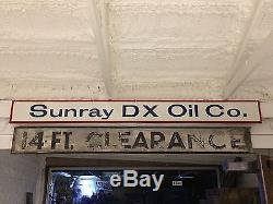 RARE ORIGINAL VinTage SUNRAY DX OIL CO. PORCELAIN Transitional Sign Gas STATION