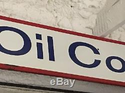 RARE ORIGINAL VinTage SUNRAY DX OIL CO. PORCELAIN Transitional Sign Gas STATION