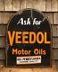 Rare Vintage 30s Veedol Motor Oil 2 Sided Tombstone Porcelain Sign