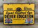 Rare Vintage Aaa High School Driver Education Metal Sign W Brackets Sidney Oh