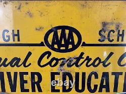 RARE Vintage AAA HIGH SCHOOL DRIVER EDUCATION Metal SIGN W Brackets Sidney OH