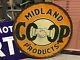 Rare! Vintage Midland Co-op Products Double Sided Porcelain Gas Oil Old 42 Wow