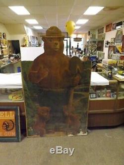 RARE Vintage Smokey the Bear ORIGINAL Masonite Sign GAS OIL COLA SODA 69
