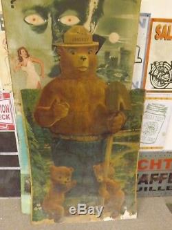 RARE Vintage Smokey the Bear ORIGINAL Masonite Sign GAS OIL COLA SODA 69