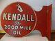 Rare Old Vintage Metal Kendall 2000 Mile Oil Sign 2-sided Withflange