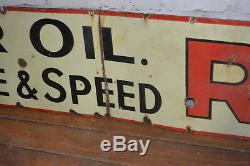 R. O. P Motor oil enamel sign early advertising decor mancave garage metal vintage