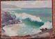 Rare Hawaiian Vintage Oil Painting Signed Dated 1951 Near Blow Hole Oahu