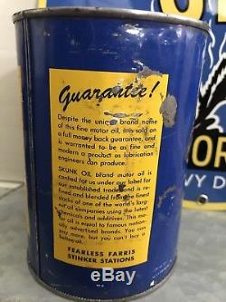 Rare Skunk Oil Motor Oil Original Metal Quart Vintage Can & Sign