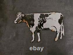 Rare Vintage De Laval Delaval Cow Dairy Porcelain Sign Gas Oil Car Truck