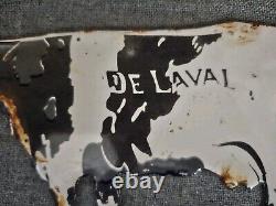 Rare Vintage De Laval Delaval Cow Dairy Porcelain Sign Gas Oil Car Truck