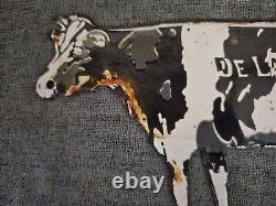 Rare Vintage De Laval Delaval Cow Dairy Porcelain Sign Gas Oil Car Truck