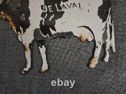 Rare Vintage De Laval Delaval Cow Dairy Porcelain Sign Gas Oil Car Truck
