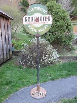 Rare Vintage Koolmotor Cities Service Oil Porcelain Lollipop Advertising Sign