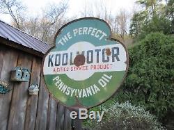 Rare Vintage Koolmotor Cities Service Oil Porcelain Lollipop Advertising Sign