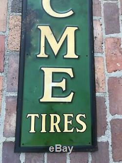 Rare Vintage Original 1937 Cities Service Oil Gas Metal Vertical Acme Tires Sign