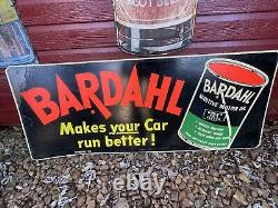 Rare Vintage Original Bardahl OIL Litho Cardboard Trolley Taxi Sign Gas And Oil