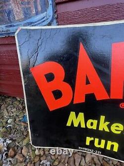 Rare Vintage Original Bardahl OIL Litho Cardboard Trolley Taxi Sign Gas And Oil
