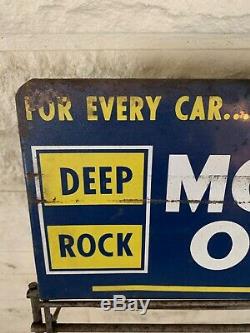 Rare Vintage Original Deep Rock Motor Oils Oil Can Display Rack Sign For Cars
