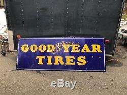 Rare Vintage Porcelain Goodyear Tires Sign Advertising Gas Oil Station 7 ft3ftqÀ
