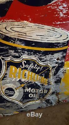 Rare Vintage RICHLUBE MOTOR OIL Richfield Embossed Sign