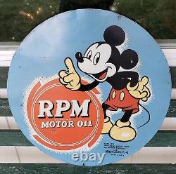 Rare Vintage RPM Motor Oil Mickey Mouse Sign Gas Station