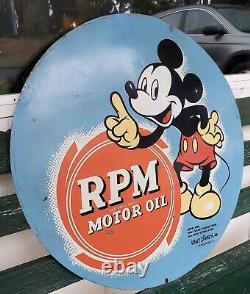 Rare Vintage RPM Motor Oil Mickey Mouse Sign Gas Station