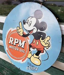 Rare Vintage RPM Motor Oil Mickey Mouse Sign Gas Station